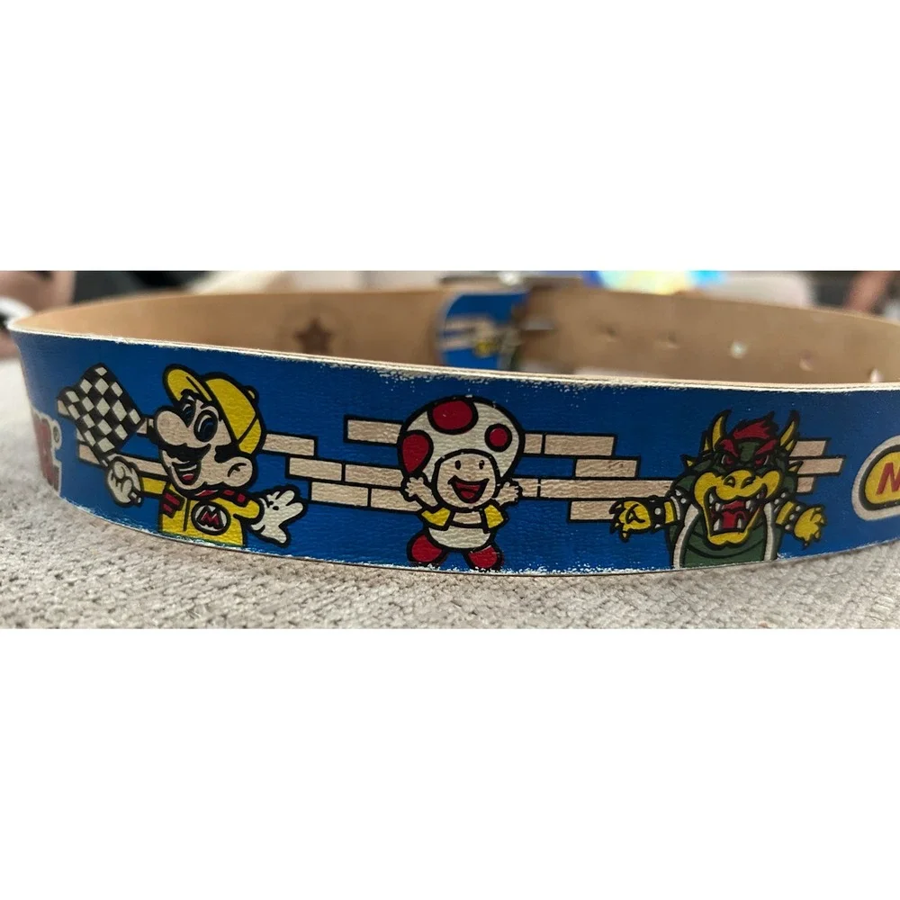 Vintage 1988 Nintendo Super Mario Bros Kids Belt Lee Blue Bonded Leather 20-22